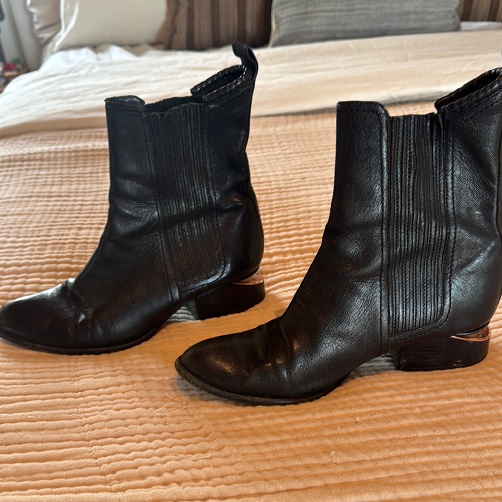 Alexander wang anouk chelsea western bootie with rose gold cut out